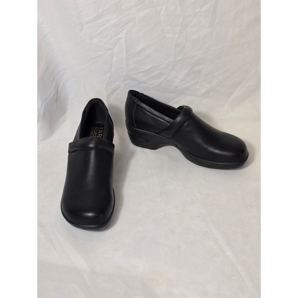 Taryn Rose Black Leather Clogs Comfort Wedge Shoes Womens 7.5 Professional